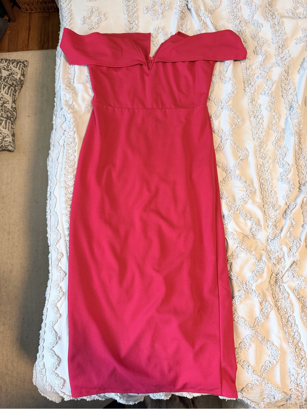 Red Lulu’s Off the Shoulder Midi Dress